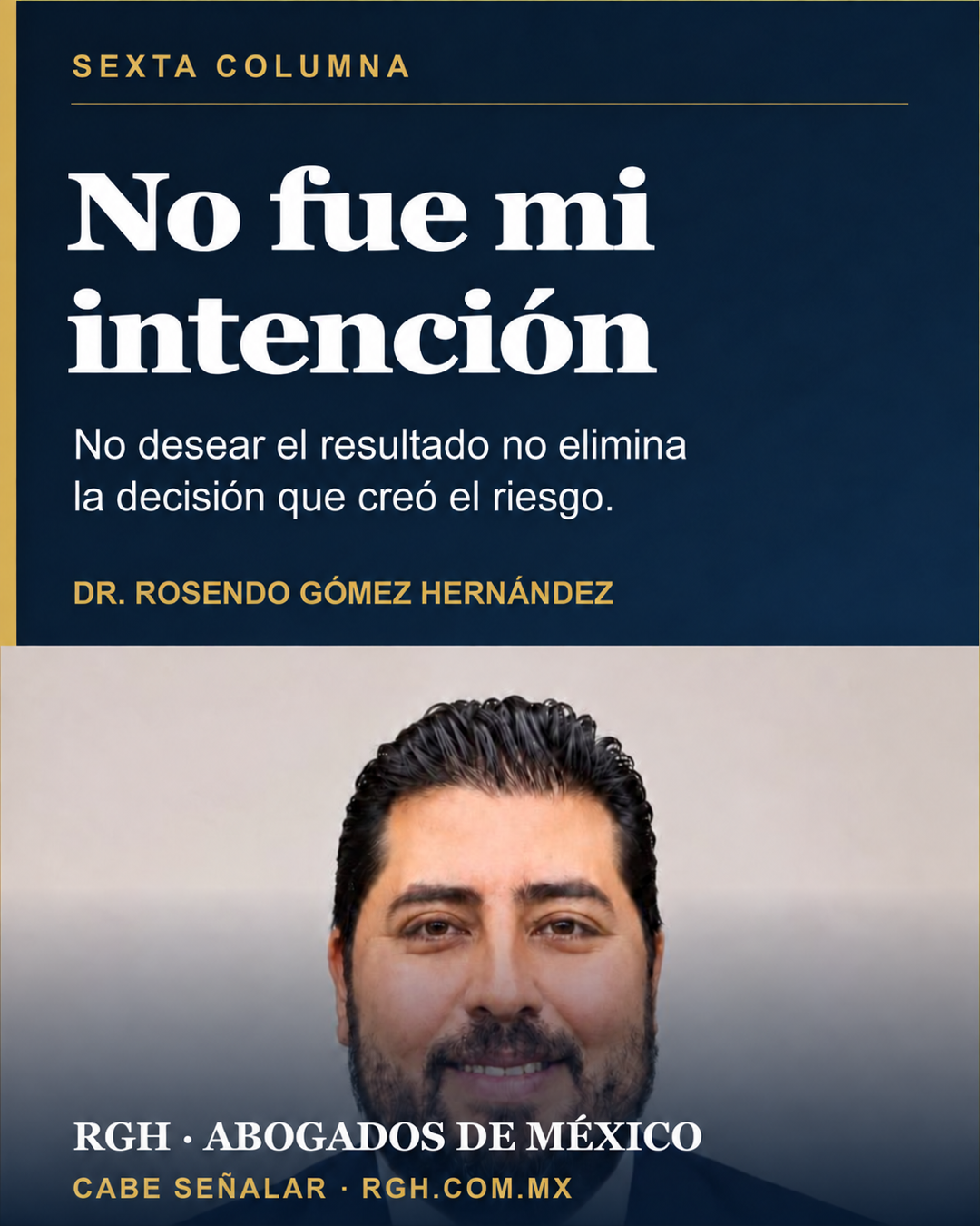 Portada de la sexta columna No fue mi intención